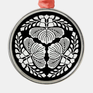 Ornamento De Metal Três flores de paulownia, cabeças viradas para for