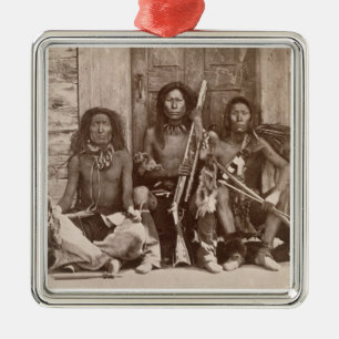 Ornamento De Metal Três indiano Braves, fotografado pelo inglês rea