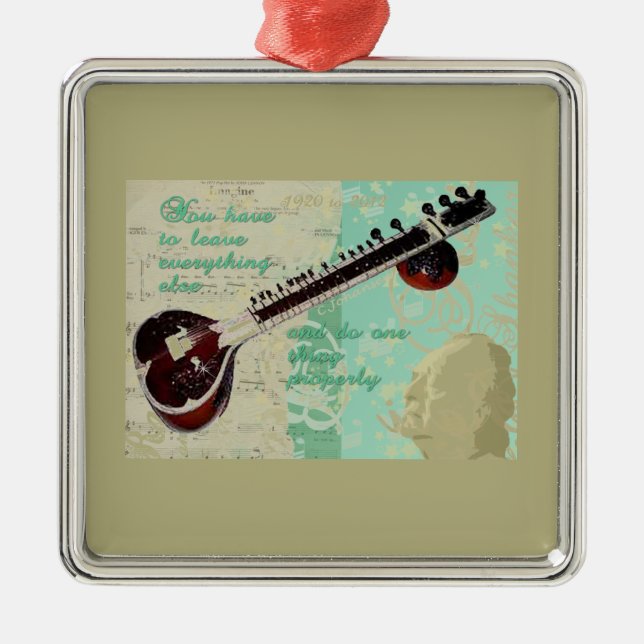 Ornamento De Metal Tributo de Ravi Shankar à música do Sitar e do (Frente)