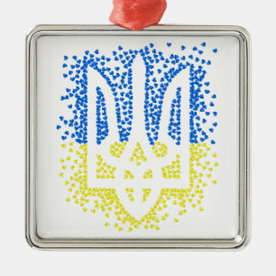 Ornamento De Metal Tridente de emblem ucraniano trizub espalhando cor