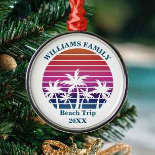 Ornamento De Metal Trilha de Praia Personalizada Mantendo Pink Palm T