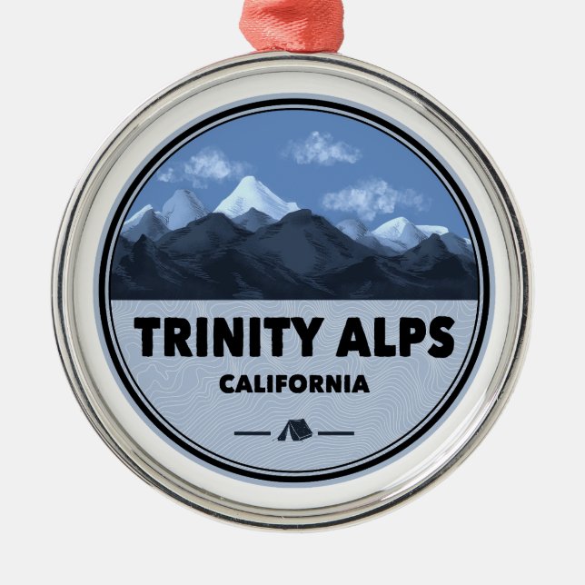 Ornamento De Metal Trinity Alps Camping na Califórnia (Frente)