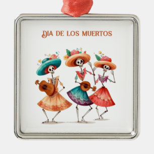 Ornamento De Metal Trio de Calavera Dançante do Dia de los Muertos