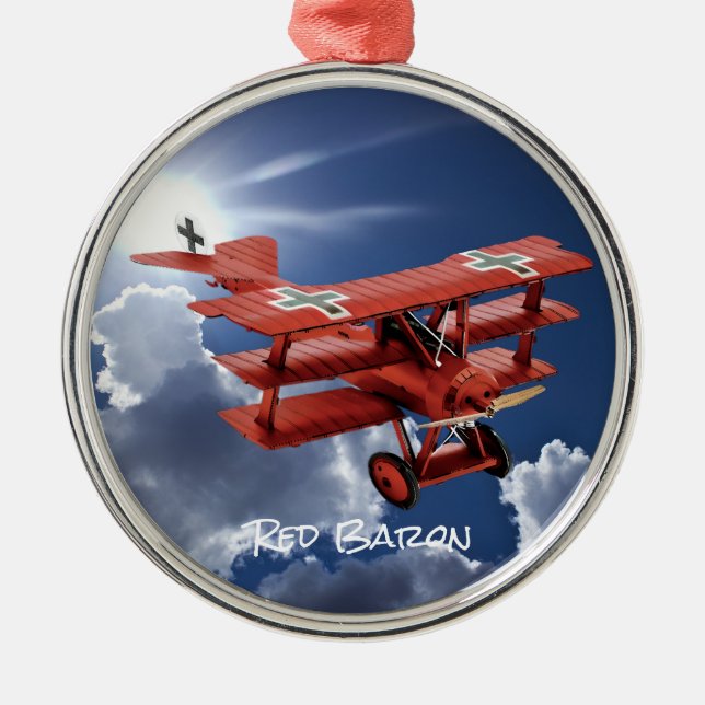 Ornamento De Metal Triplano Fokker do Red Baron (Frente)