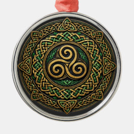 Ornamento De Metal Triple Spiral Mandala — Eternal Celtic Interlace
