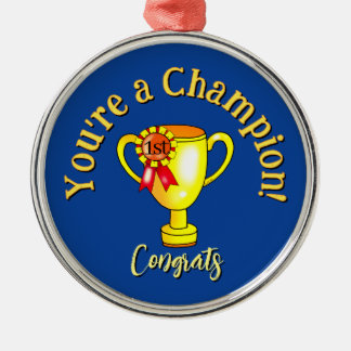 Ornamento De Metal Troféu Personalizado de Parabéns Campeão