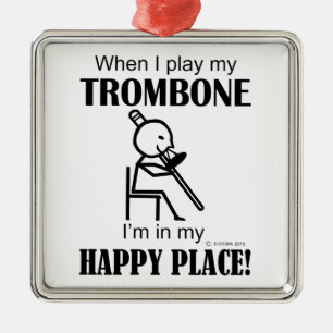 Ornamento De Metal Trombone Happy Place