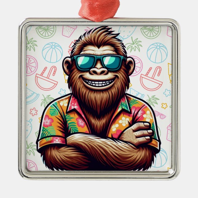 Ornamento De Metal Tropical/Beach yeti/bigfoot (Frente)