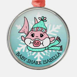Ornamento De Metal Tubarão Bebê Personalizado Adorável e Floco de Nev