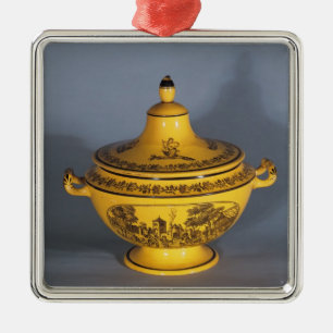 Ornamento De Metal Tureen com design preto do impressão, c.1820