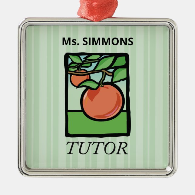 Ornamento De Metal Tutor, Professor Agradecimento, Maçã (Frente)
