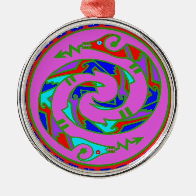 Ornamento De Metal Twin Tribal Serpentes (Frente)