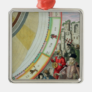 Ornamento De Metal Tycho Brahe, detalhe de um mapa que mostra seu