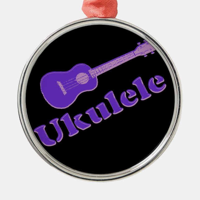 Ornamento De Metal Ukulele roxo (Frente)
