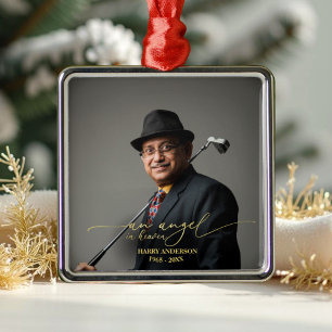 Ornamento De Metal Um Anjo No Céu Foto do Memorial Gold Foil