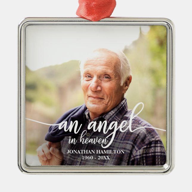 Ornamento De Metal Um Anjo No Céu Personalizado Memorial De Fotografi (Frente)