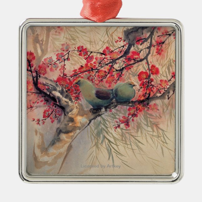 Ornamento De Metal Um casal no primavera (Frente)