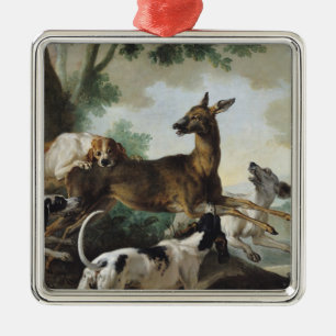 Ornamento De Metal Um cervo perseguido por cães, 1725