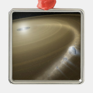 Ornamento De Metal Um cometa que está sendo rasgado aos fragmentos e