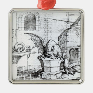 Ornamento De Metal Um dragão em uma oficina