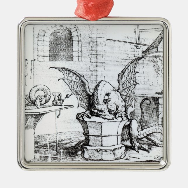 Ornamento De Metal Um dragão em uma oficina (Frente)