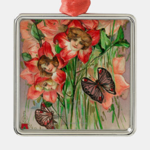 Ornamento De Metal Um felz pascoa com as flores principais das