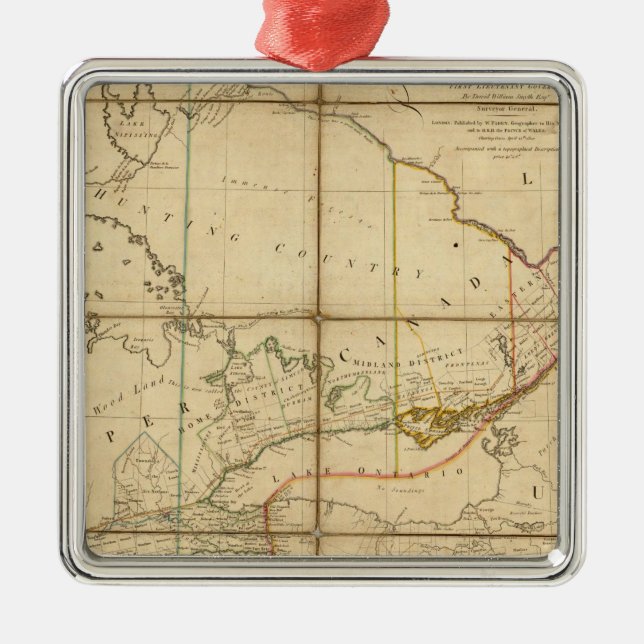 Ornamento De Metal Um mapa da província de Canadá superior (Frente)