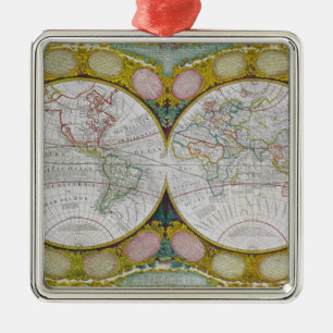 Ornamento De Metal Um mapa novo e correto do mundo, 1770-97
