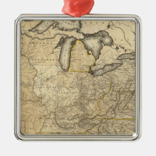 Ornamento De Metal Um mapa novo e correto dos Estados Unidos