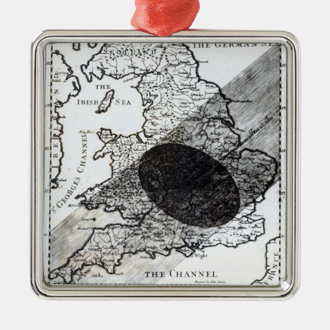 Ornamento De Metal Um mapa que mostra a passagem da sombra da lua (Frente)