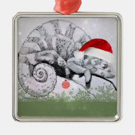 Ornamento De Metal Um Natal do camaleão