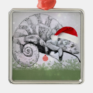 Ornamento De Metal Um Natal do camaleão