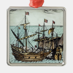 Ornamento De Metal Um navio de tesouro espanhol