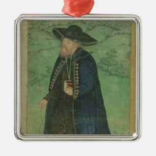 Ornamento De Metal Um padre do jesuíta, inscreido no persa: 'Jahangir