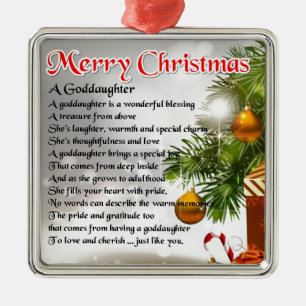 Ornamento De Metal Um poema do goddaughter - design do Natal