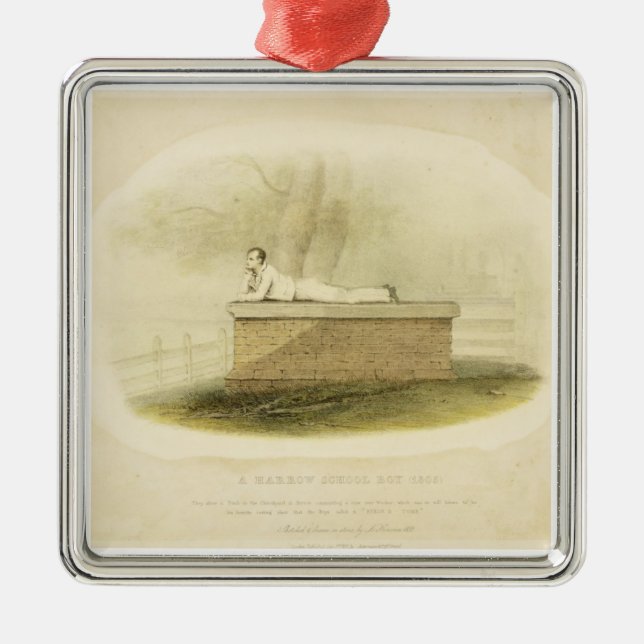 Ornamento De Metal Um senhor Byron do menino de escola da grade (Frente)