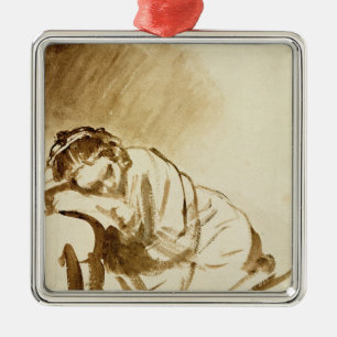 Ornamento De Metal Um sono c.1654 da jovem mulher