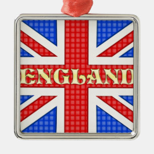 Ornamento De Metal Uma bandeira textured de Union Jack com C.A.