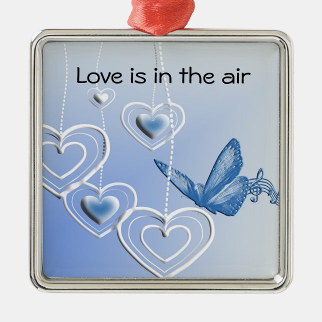 Ornamento De Metal Uma borboleta e corações (Frente)