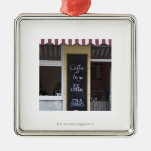 Ornamento De Metal uma cafetaria com um café a ir sinal