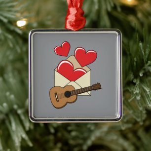Ornamento De Metal Uma Carta de Amor e Uma Guitarra para Você