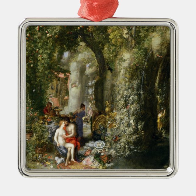Ornamento De Metal Uma caverna fantástica com Odysseus e calipso (Frente)