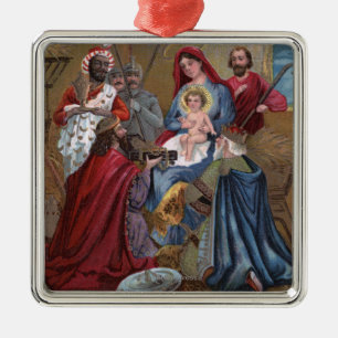 Ornamento De Metal Uma cena alegre de ChristmasNativity
