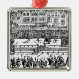 Ornamento De Metal Uma cena Jousting