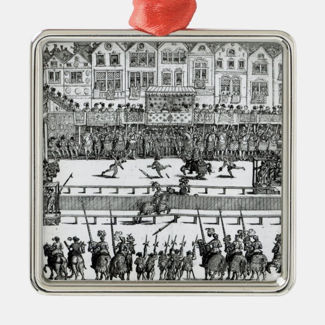 Ornamento De Metal Uma cena Jousting (Frente)