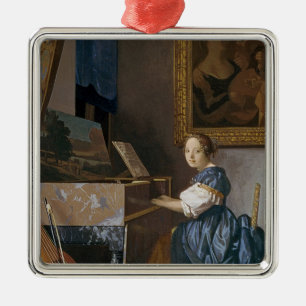 Ornamento De Metal Uma jovem senhora assentada em um Virginal, c.1670