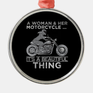 Ornamento De Metal Uma Mulher E Seu Presente De Arte De Moto Para Bik