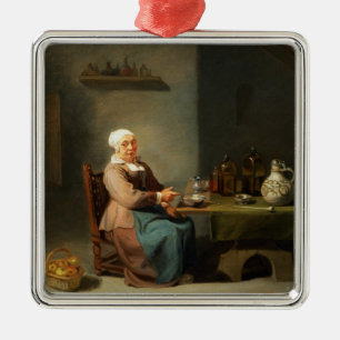 Ornamento De Metal Uma mulher em uma cozinha