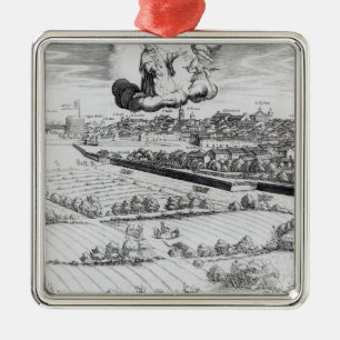 Ornamento De Metal Uma seção de um mapa de Milão, 1640