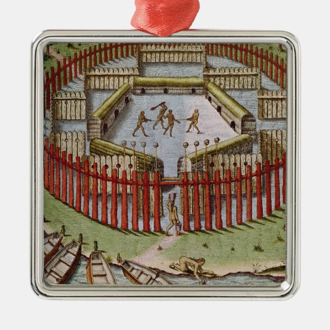 Ornamento De Metal Uma vila indiana (Frente)